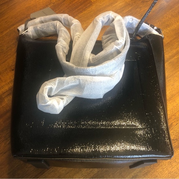 NWT $319 ALLSAINTS Kita Leather Messenger Crossbody Bag in Black Shine! - Picture 10 of 13